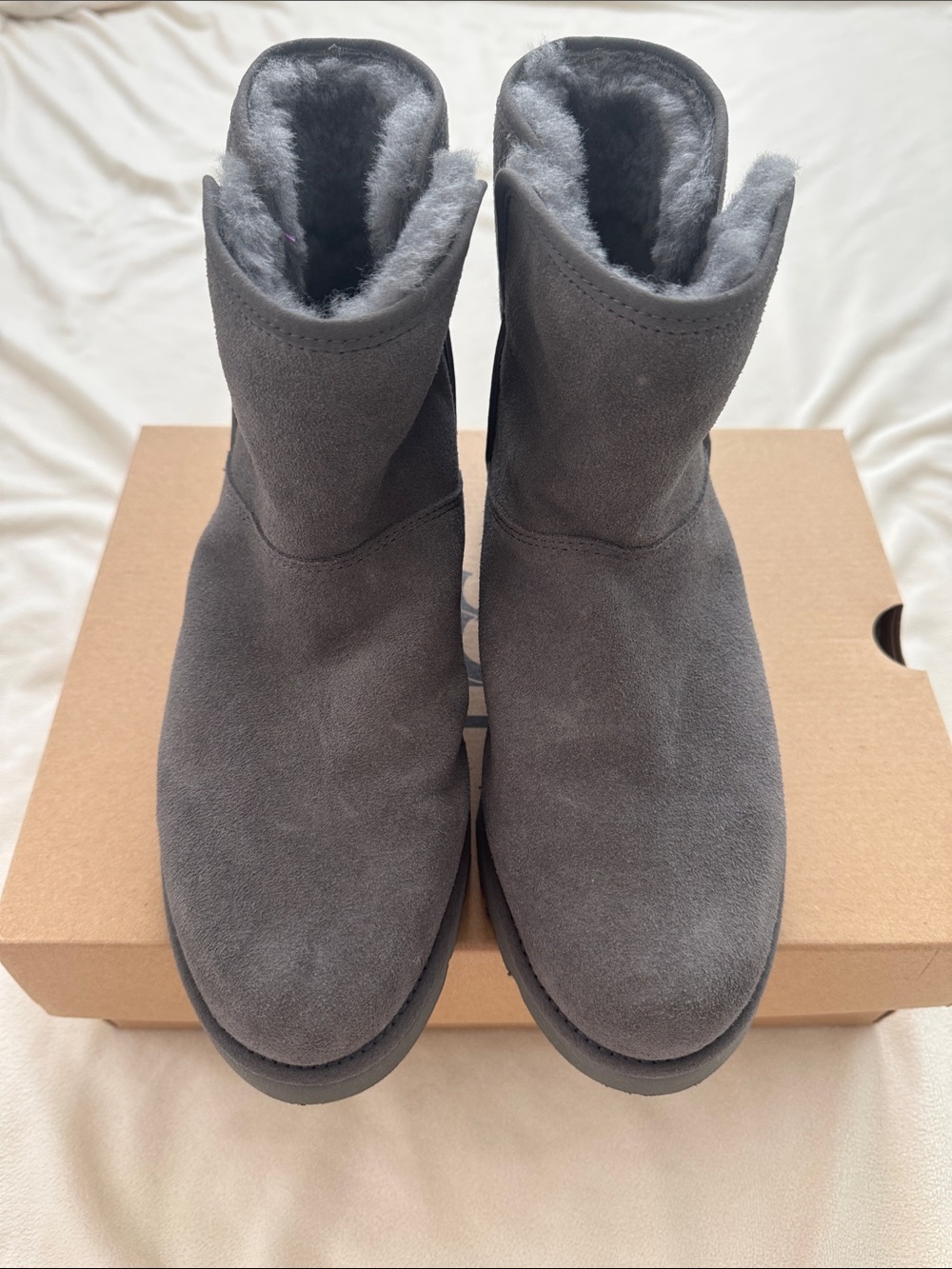 UGG Charcoal Short Suede Shearling Boots